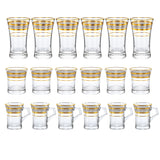 Pasabahce Longdrink & Tumbler Set, 18 Pieces -Silver & Gold