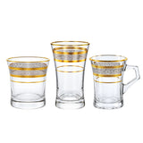 Pasabahce Longdrink & Tumbler Set, 18 Pieces -Silver & Gold