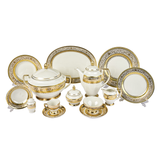 Falkenporzellan Dinner Set, 112 Pieces -Cream & Gold & White -Porcelain