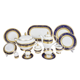 Falkenporzellan Dinner Set, 112 Pieces -Blue & Gold -Porcelain