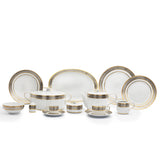 Falkenporzellan Dinner Set, 112 Pieces -Silver & Gold -Porcelain