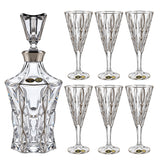Bohemia Crystal Drink Set, 7 Pieces -Silver