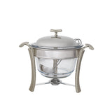 Soup Warmer with Ladle -Silver -4.0 Lit. -Stainless Steel 18/10 & Tempered Glass