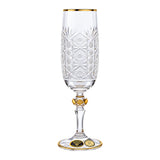 Bohemia Crystal Flute Set, 6 Pieces -Gold -180 ml