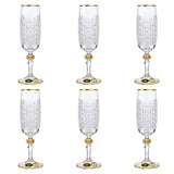 Bohemia Crystal Flute Set, 6 Pieces -Gold -180 ml