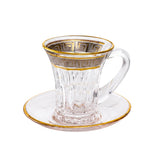 Tea Cup with Saucer Set, 12 Pieces -Silver & Gold