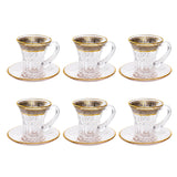 Tea Cup with Saucer Set, 12 Pieces -Silver & Gold