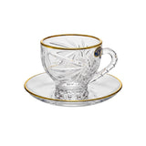 Bohemia Crystal Teacup with Saucer Set, 12 Pieces -Gold