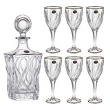 Bohemia Crystal Drink Set, 7 Pieces -Silver