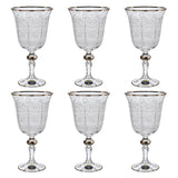 Bohemia Crystal Goblet Set, 6 Pieces -Silver -220 ml