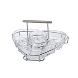 Triangular Hors d'oeuvre, 4 Parts -Stainless Steel 18/10 & Tempered Glass