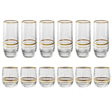 Pasabahce Longdrink & Tumbler Set, 12 Pieces -Gold