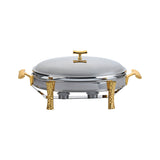 Oval Food Warmer with 2 Candles -3 Lit. -Stainless Steel 18/10 & Tempered Glass