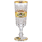 Bohemia Crystal Flute Set, 6 Pieces -Gold & Floral Design