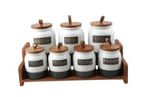 Spices Set, 7 Pieces -Grey & White