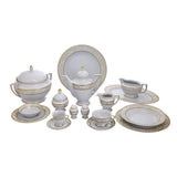Falkenporzellan Dinner Set, 112 Pieces -Cream & Gold & White -Porcelain