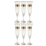 Bohemia Crystal Flute Set, 6 Pieces - Gold & Silver