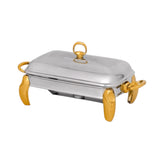 Royal Alfredo Rectangular Food Warmer -Silver & Gold -1.5 Lit. -Stainless Steel