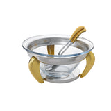 Salad Bowl with Servings -Silver & Gold -Stainless Steel