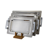 Elegant Gioiel Rectangular Tray with Handles, 3 Pieces -Made in Italy -Silver -Stainless Steel 18/10