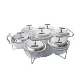 7 Round Serving Dish with Lids -6x1 Lit. & 1.5x1 Lit.