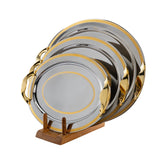 Elegant Gioiel Oval Tray with Handles, 3 Pieces -Made in Italy -Silver & Gold -Stainless Steel 18/10