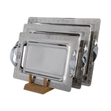Tresors Rectangular Tray with Handles, 3 Pieces -Made in Italy -Silver -Stainless Steel 18/10