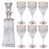 Bohemia Crystal Bottle & Goblet Set, 7 Pieces