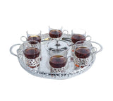 Queen Anne Round Tray Tea Set with 6 Tea Cups, Sugar Dish & Spoon