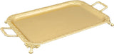 Queen Anne Oblong Tray with Handles and Legs -51x29 cm -Gold Plated
