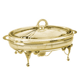 Queen Anne Oval Food Warmer with Handles & Candle Holder -35x22x18.5 cm