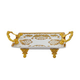 Rectangular Porcelain Plate with Handles and Legs -Gold
