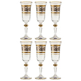 Bohemia Crystal Flute Set, 6 Pieces -Silver & Gold -150 ml