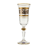 Bohemia Crystal Flute Set, 6 Pieces -Silver & Gold -150 ml