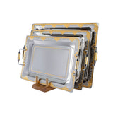 Tresors Rectangular Tray with Handles, 3 Pieces -Made in Italy -Silver & Gold -Stainless Steel 18/10