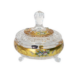 Bohemia Crystal Bonbonniere with Cover and Legs -Hand Cut -16.5 cm -Gold