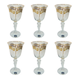 Bohemia Crystal Goblet Set, 6 Pieces -Gold -220 ml