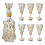 Bohemia Crystal Bottle & Goblet Set, 7 Pieces -Gold