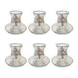 Pasabahce Istikana with Saucer Set, 12 Pieces -Silver