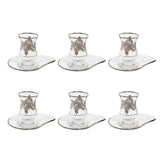 Pasabahce Istikana with Saucer Set, 12 Pieces -Silver