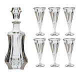 Bohemia Crystal Bottle & Goblet Set , 7 Pieces - Silver