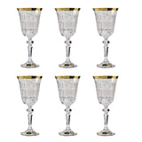 Bohemia Crystal Goblet Set, 6 Pieces -Gold -220 ml