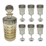 Bohemia Crystal Diamond Bottle & Goblet Set, 7 Pieces