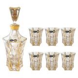 Bohemia Crystal Bottle & Tumbler Set, 7 Pieces -Gold