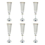 Bohemia Crystal Flute Set, 6 Pieces -Gold