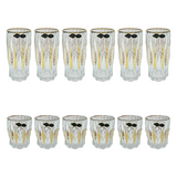 Bohemia Crystal Longdrink & Tumbler Set, 12 Pieces -Gold