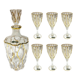 Bohemia Crystal Bottle & Goblet Set, 7 Pieces -Gold