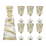 Bohemia Crystal Bottle & Goblet Set, 7 Pieces -Gold