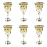 Bohemia Crystal Goblet Set, 6 Pieces -Silver & Gold -220 ml