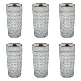 Bohemia Crystal Longdrink Diamond Set, 6 Pieces -Silver -260 ml